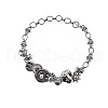 Sun Heat Button Stainless Steel & Acrylic & Plastic Imitation Pearl Choker Necklaces FS-WG98DB1-01-2