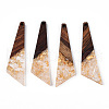 Transparent Resin & Walnut Wood Pendants RESI-N039-70-2