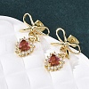 Brass Micro Pave Clear Cubic Zirconia Dangle Stud Earrings EJEW-F362-06G-5