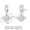 Brass Micro Pave Clear Cubic Zirconia Hoop Earrings EJEW-OY001-10P-2