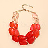 Faceted Teardrop Resin Beaded Double Layer Necklaces for Women FS-WG54F11-02-1