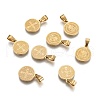 Flat Round with San Benito & Word 304 Stainless Steel Charms STAS-YW0001-98-1