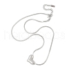 304 Stainless Steel Heart Pendant Flat Snake Chain Necklaces for Women NJEW-F328-09P-2