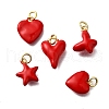 Brass Red Enamel Charms KK-Z102-23G-1