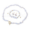 Opalite Chip with 304 Stainless Steel Beaded Necklace & Braided Bead Bracelet & Star Stud Earring FS-WG0BBF5-04-2