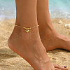 Brass Heart Charm Anklets for Women Casual Holiday Jewelry WS8352-1
