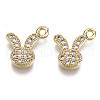 Brass Micro Cubic Zirconia Bunny Charms X-KK-N231-124-NF-1