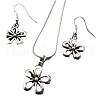 Flower Alloy Pendant Necklace & Dangle Earrings Sets for Women FS-WGBA49E-01-2