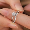Retro Brass Micro Pave Clear Cubic Zirconia Finger Rings for Women FS-WG492FF-01-1