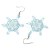 Christmas Snowflake Glass Seed Braided Dangle Earrings EJEW-MZ00236-02-4