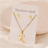 Stainless Steel Letter Pendant Necklaces & Stud Earrings Sets WG3FD2C-18-1