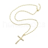Brass Micro Pave Clear Cubic Zirconia Pendant Necklaces NJEW-B101-07G-04-2
