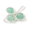 Natural Green Aventurine Beaded Shamrock Pendants PALLOY-TA00058-01-2
