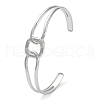 304 Stainless Steel Hollow Rectangle Cuff Bangle for Women BJEW-D061-03P-2