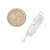 3Pcs 3 Styles Electroplated Natural Quartz Crystal Pointed Copper Wire Wrapped Pendants PALLOY-JF03767-06-2