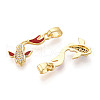 Brass Micro Pave Cubic Zirconia and Enamel Pendants KK-T074-67G-01-2