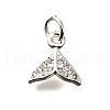 Fishtail Brass Micro Pave Cubic Zirconia Charms KK-L230-14S-1