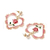 Iron Flower Dangle Stud Earrings EJEW-MZ00404-03-4