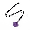 Adjustable Natural Amethyst Vortex Pendant Necklace with Nylon Cord for Women NJEW-L171-05B-2