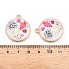 Printed Rack Plating Alloy Enamel Pendants ENAM-T020-02E-3