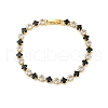 Brass Rhombus Cubic Zirconia Cup Chain Necklaces for Women NJEW-U033-01G-03-4
