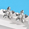 Brass ABS Plastic Imitation Pearl Flower Stud Earrings EJEW-S258-02P-5