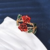 Zinc Alloy Enamel Open Cuff Rings for Women RJEW-U058-01G-3