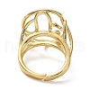 Rack Plating Brass Wire Wrap Cat Adjustable Rings for Women RJEW-Q777-03G-3