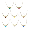 Brass & Glass Angel Wing Heart Pendant Necklaces for Women NJEW-JN05260-2