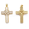 Brass Micro Pave Clear Cubic Zirconia Pendants ZIRC-J025-51G-03-2