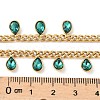 304 Stainless Steel Rhinestone Teardrop Tassel Twisted Chain Necklaces for Women NJEW-V010-01G-02-2