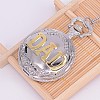 Openable Alloy Flat Round with Word Dad Pendant Necklace Quartz Pocket Watch WACH-M126-02-1