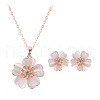Flower Alloy Cat Eye Pendant Necklaces & Stud Earrings Sets FS-WG11189-01-4