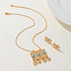 Synthetic Turquoise Stud Earrings & Pendant Necklaces Set for Women VW9294-4