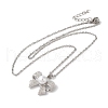 Brass Micro Pave Clear Cubic Zirconia Bowknot Pendant Necklaces NJEW-C054-04P-3