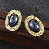 201 Stainless Steel Oval Stud Earrings EJEW-P304-05G-2