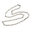 201 Stainless Steel Rectangle Bar Link Chain Necklace NJEW-Q336-05A-P-4