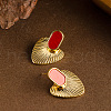 Oval with Heart Alloy Dangle Stud Earrings FS-WG677E1-01-4
