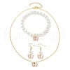 Alloy Enamel Butterfly Charm Necklaces & Dangle Earring & ABS Plastic Imitation Pearl Beads Bracelets Sets SJEW-JS01315-01-2