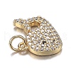 Brass Micro Clear & Black Cubic Zirconia Charms ZIRC-F120-058G-3