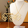 Rhombus Alloy Pendant Necklace & Stud Earring Sets FS-WG67473-01-3