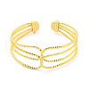 Rack Plating Brass Multi-Strand Open Cuff Bangles for Women BJEW-P322-03G-2