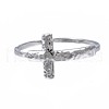 Non-Tarnish 304 Stainless Steel Cross Open Cuff Ring RJEW-T023-17P-1