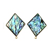 304 Stainless Steel Pave Natural Paua Shell Stud Earring Findings STAS-Z125-05G-1