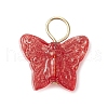 Spray Painted Glass Butterfly Pendants PALLOY-JF03847-02-3