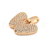 Brass Micro Pave Clear Cubic Zirconia Pendants KK-B099-01G-W-2