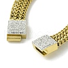 304 Stainless Steel Mesh Chain Bracelet with Cubic Zirconia Rectangle Magnetic Clasps BJEW-Q775-07G-4
