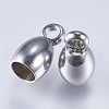 Tarnish Resistant 201 Stainless Steel Cord Ends STAS-F145-02P-8x4mm-2