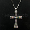 Alloy Rhinestone Cross Pendant Necklaces NX3454-2-1