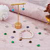 48Pcs 6 Styles Natural Rose Quartz & Blue Spot Jasper & Amethyst & Tiger Eye & Fluorite & Malaysia Jade Heart Charms with Platinum Tone Brass Loops PALLOY-DC00014-6